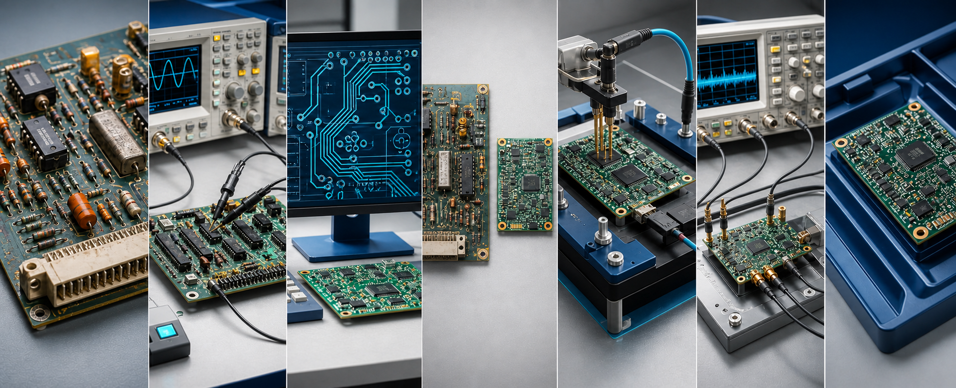 Comparativa macro de una placa Through-Hole legacy y su rediseño SMD